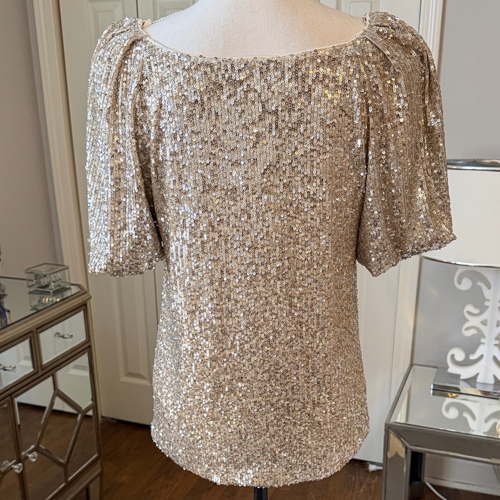 Cable & Gauge ❤️ Silver Sequin Statement Top - Sz M NWT - Picture 2 of 11
